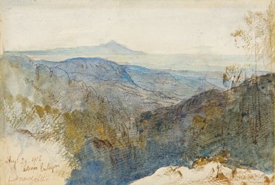 Eine entfernte Ansicht des Berges Athos von Edward Lear